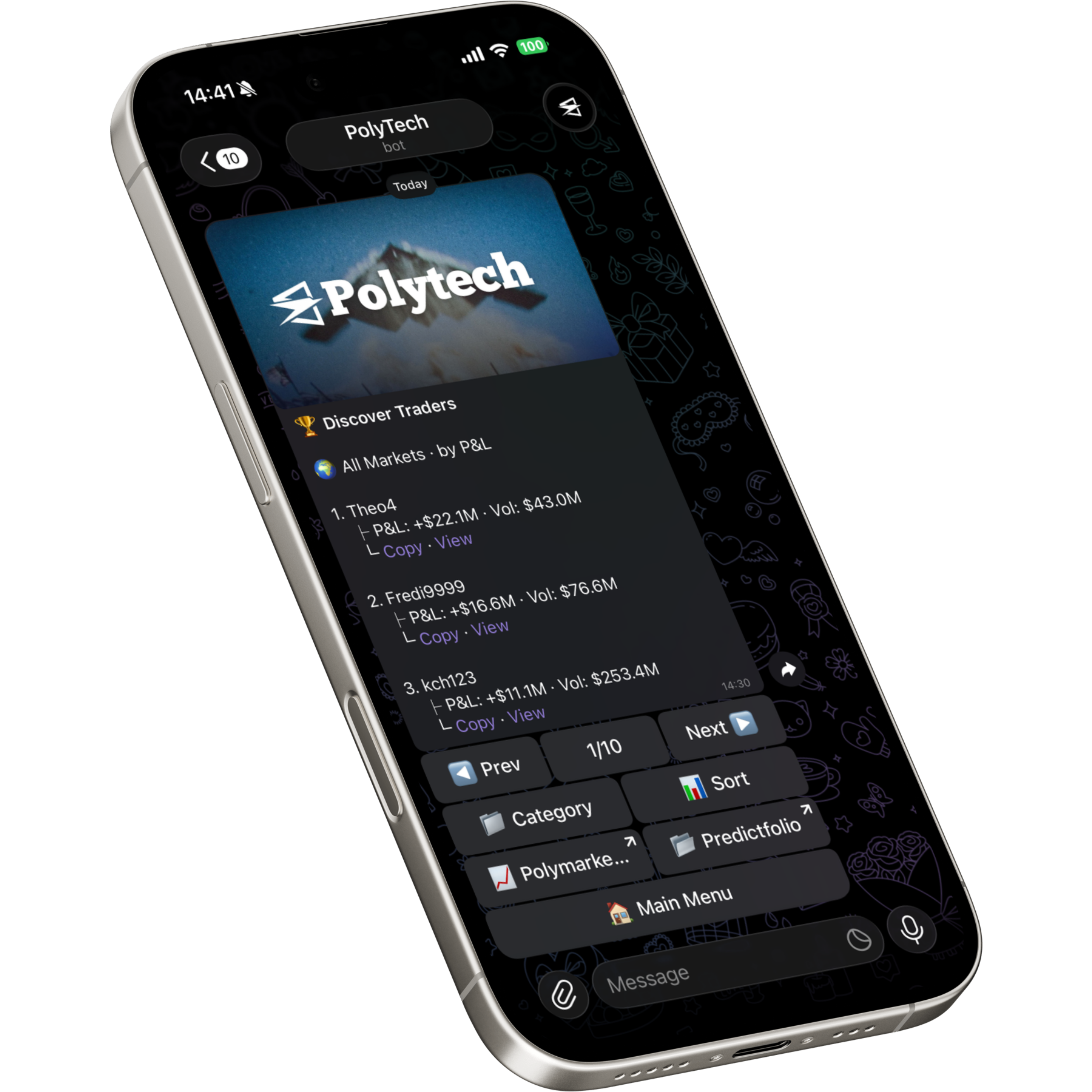 PolyTech CopyTrade Screen